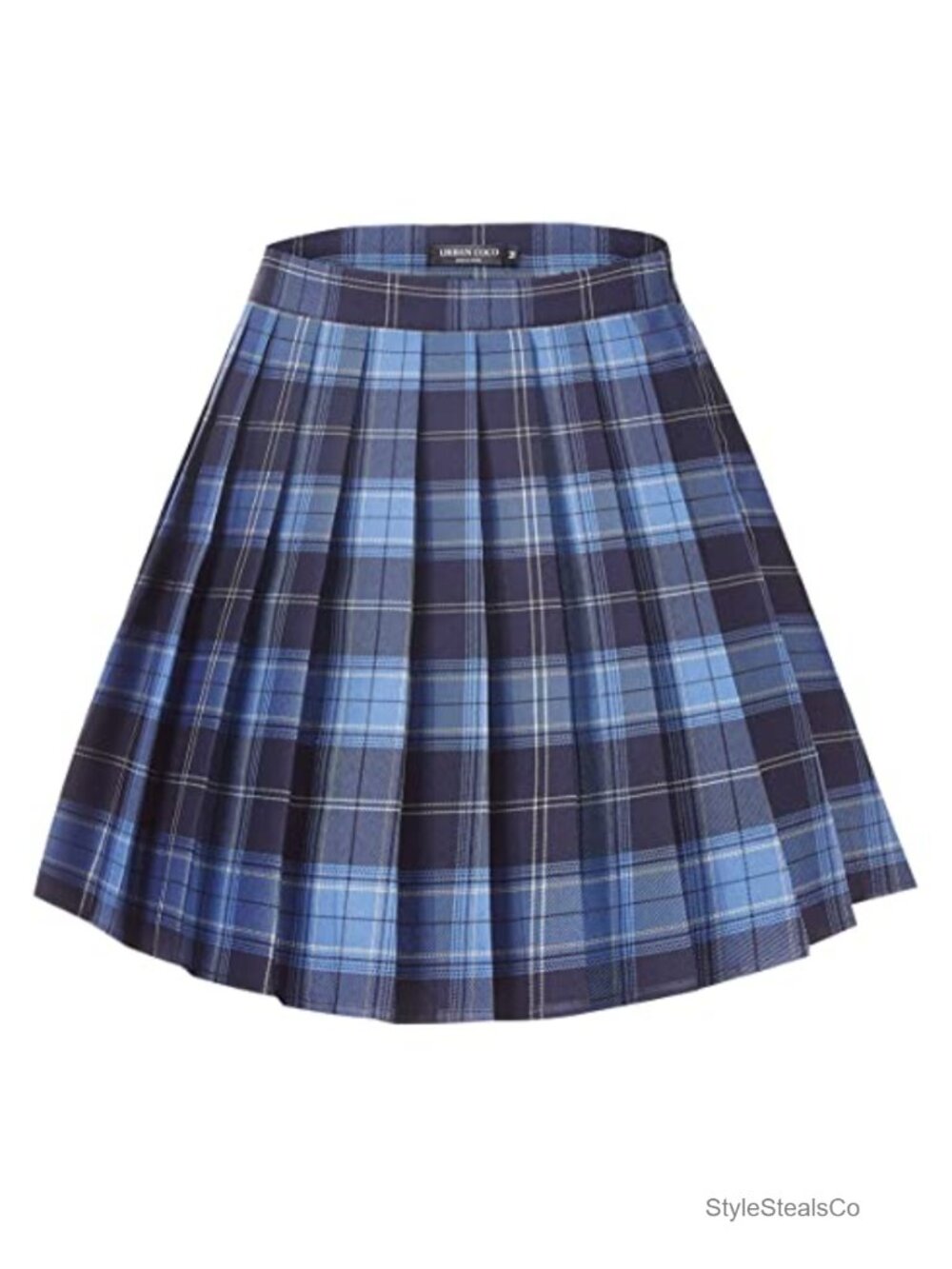 Women's Plaid Pleated Mini Skirt Wear to Work Uniform